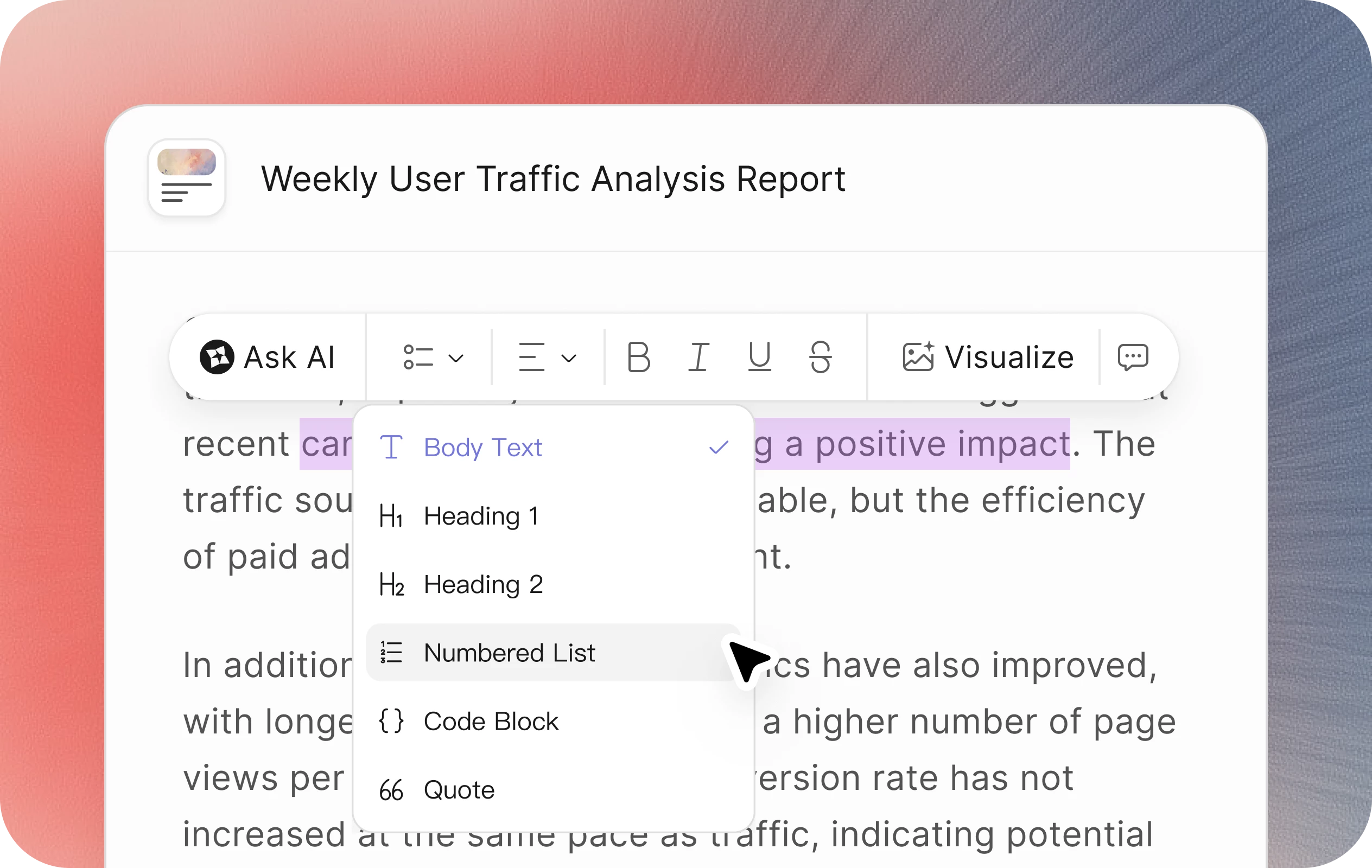 AI Writer feature preview