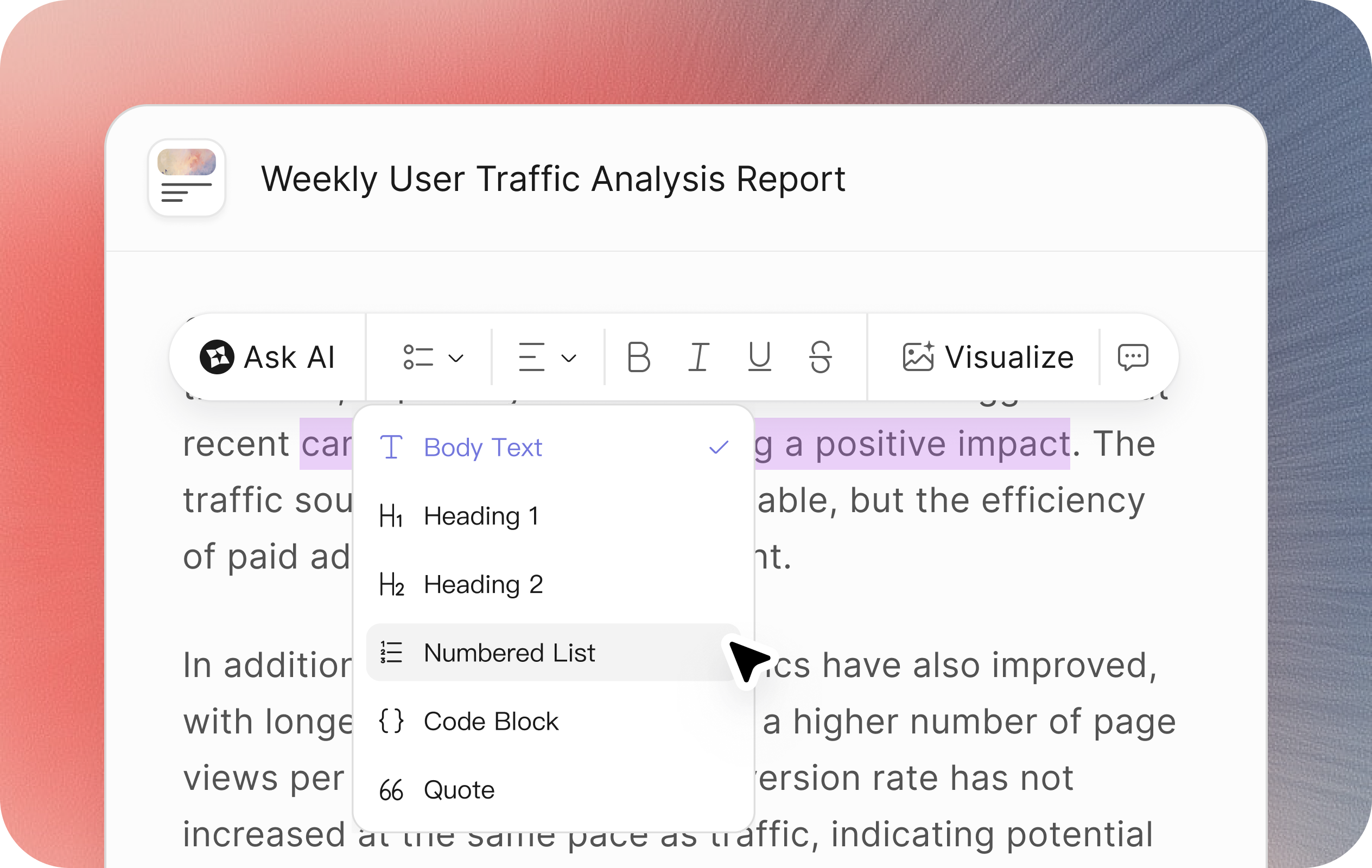 AI Writer feature preview